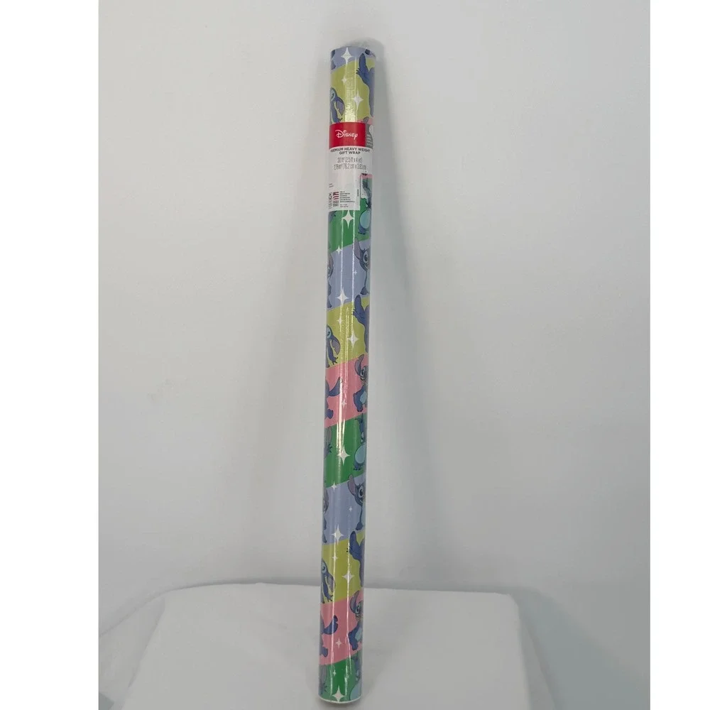 Disney Stitch Premium Heavy Weight Gift Wrap 30 SqFt Blue Pink Green 109-06